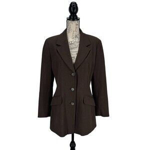 Sportmax Max Mara Italy Brown Wool Blend Blazer Jacket Longer Riding Style 10